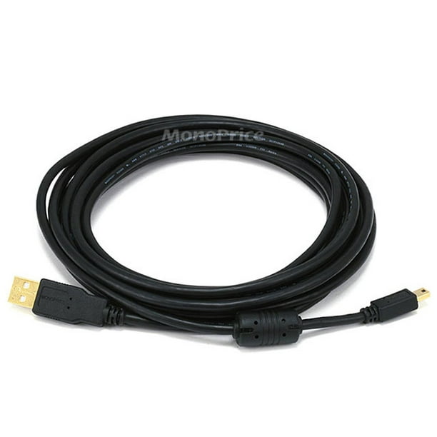 White 10 Pack USB 2.0 A Male to Mini-B 5pin Male 28/24AWG Cable with Ferrite Core Gold Plated 15 Feet White 10 Pack USB 2.0 A Male to Mini-B 5pin Male 28/24AWG Cable with Ferrite Core Gold Plated 15 Feet